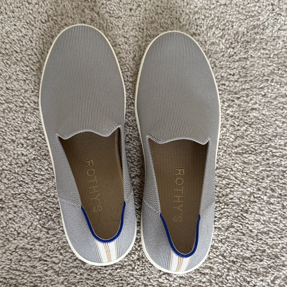 Rothy's women’s Gray with tan stripe Loafers - Picture 5 of 5